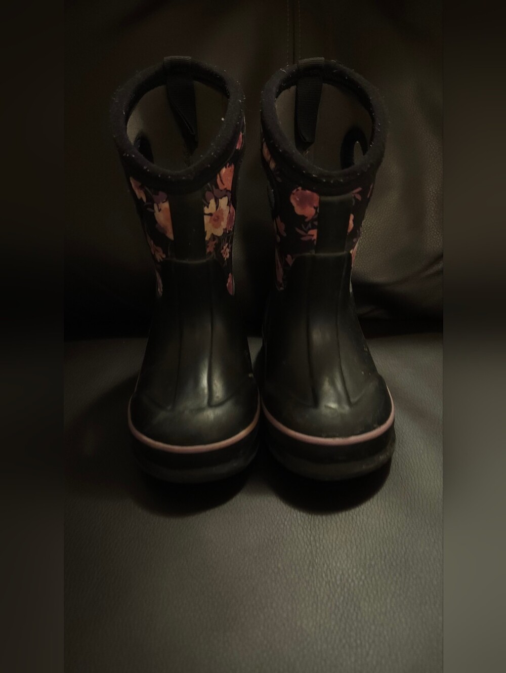BOGS Girls' Floral Black Boots. Size Toddler 8